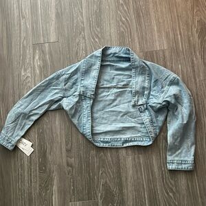Drop Shoulder Asymmetrical Hem Denim Jacket size S